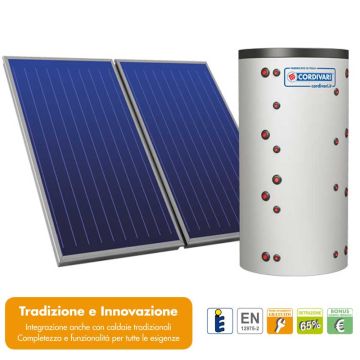 Pannello Solare Sistema Termico Circolazione Forzata Cordivari ECO-COMBI 2 500 3x2,5 Acqua Calda Sanitaria E Riscaldamento