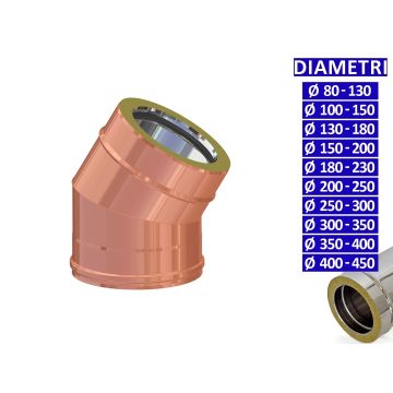 ALLINOX Curva 30° Doppia Parete In Rame Raccordo Canna Fumaria Gomito