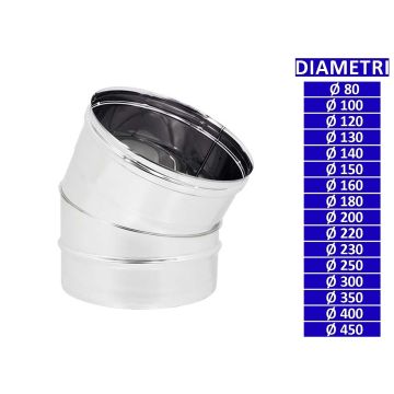 ALLINOX Curva 30° In Acciaio INOX Raccordo Canna Fumaria Stufa o Camino