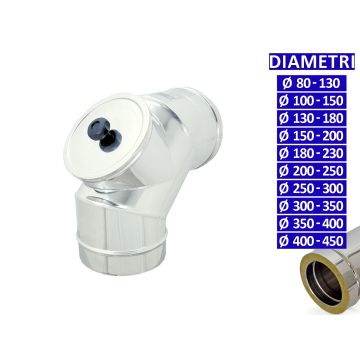 ALLINOX Curva 90° Con Ispezione Doppia Parete Canna Fumaria Acciaio Inox