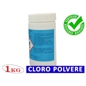 Cloro in Polvere per Pulizia Acqua Piscina Dicloro Granulare 56% 1 Kg Trattamento Antialghe 