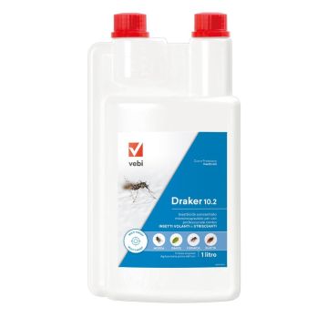 Insetticida Concentrato Professionale Vebi Draker 10.2 1lt  004290 Insetti Zanzare Mosche Made In Italy