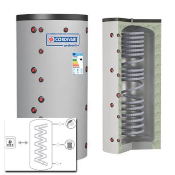 Termoaccumulatore Cordivari  ECO COMBI 1 VB 500 a 2000 RIGIDA scambiatore corrugato acciaio inox