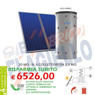 Pannello solare CORDIVARI ECO COMBI 2 1500 8X2,5 MQ CIRCOLAZIONE FORZATA 