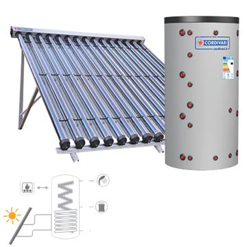 Pannello Solare Sistema Termico Circolazione Forzata Cordivari ECO-COMBI 2 DOMUS CVT 200 1X15 Acqua Calda Sanitaria E Riscaldamento
