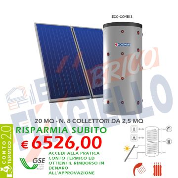 Pannello solare CORDIVARI ECO COMBI 3 1500 8X2,5 MQ CIRCOLAZIONE FORZATA 