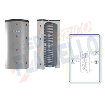 Cordivari Termoaccumulatore Eco-Combi 1 Domus VB da 200 a 300 per accumulo di Acqua di Riscaldamento e produzione di Acqua Calda Sanitaria in Serpentino Currogato in Acciaio Inox 316L a Coibentazione Rigida