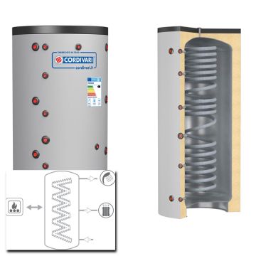 Cordivari Termoaccumulatore  ECO COMBI 2 DOMUS VB 200 a 300 RIGIDA scambiatore corrugato acciaio inox 1 scambiatore fisso