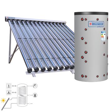 Pannello Solare Sistema Termico Circolazione Forzata Cordivari ECO-COMBI 3 CVT 500 4X10 Acqua Calda Sanitaria E Riscaldamento