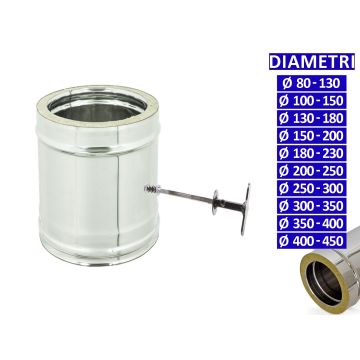 ALLINOX Modulo Doppia Parete Con Valvola a Farfalla Canna Fumaria Tubo Acciaio Inox