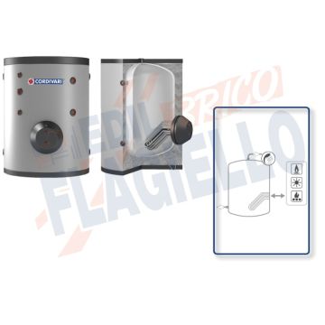 Cordivari Bollitore Polywarm Extra 1 Compact WXC da 1500 a 4000 con 1 Scambiatore Estraibile in Acciaio INOX 316L per produzione di Acqua Calda Sanitaria a Coibentazione Morbida Smontabile