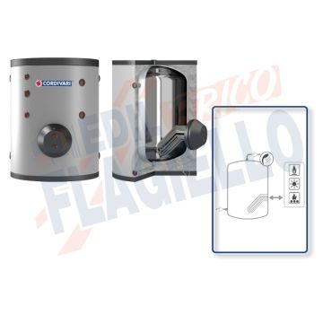 Cordivari Bollitore Extra 1 Compact XXC da 2500 a 4000 in Acciaio Inox 316L con 1 Scambiatore Estraibile in Acciaio Inox 316L per produzione di Acqua Calda Sanitaria a Coibentazione Morbida Smontabile Progettato per Locali con Altezza Ridotta