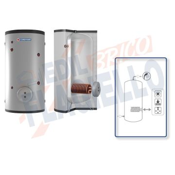 Cordivari Bollitore Polywarm Extra 1 Plus WRC Da 500 a 5000 con 1 Scambiatore Estraibile in Rame Alettato Stagnato per produzione di Acqua Calda Sanitaria a Coibentazione Morbida Smontabile