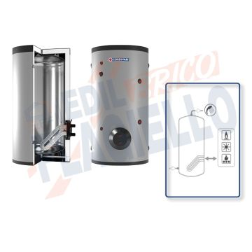 Cordivari Bollitore Extra 1 XXC da 800 a 5000 in Acciaio Inox 316L con 1 Scambiatore Estraibile in Acciaio Inox 316L per produzione di Acqua Calda Sanitaria a Coibentazione Morbida Smontabile