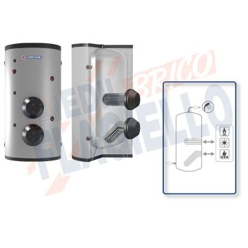 Cordivari Bollitore Polywarm Extra 2 WXC da 500 a 5000 con 2 Scambiatori Estraibili in Acciaio INOX 316L per produzione di Acqua Calda Sanitaria a Coibentazione Morbida Smontabile
