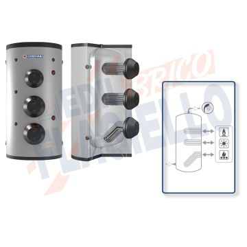 Cordivari Bollitore Polywarm Extra 3 WXC da 1500 a 5000 con 3 Scambiatori Estraibili in Acciaio INOX 316L per produzione di Acqua Calda Sanitaria a Coibentazione Morbida Smontabile