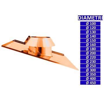 ALLINOX Faldale Inclinato In Rame Canna Fumaria Per Tetto 15 a 30 Gradi