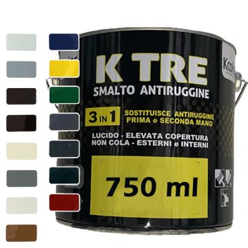 Pittura Per Ferro Smalto Antiruggine Lucido 3in1 KCOLOR K TRE 750 ml Vari Colori
