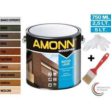 Impregnante Legno Esterni AMONN WASSERLASUR Professionale Ad Acqua Con Pennello