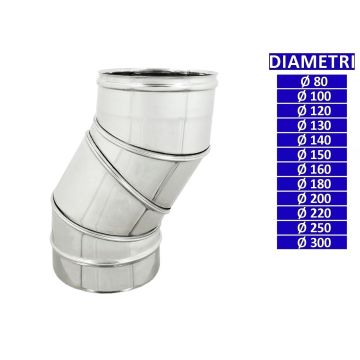 ALLINOX Curva Regolabile 0° A 90° Per Canna Fumaria Gomito Girevole Acciaio Inox