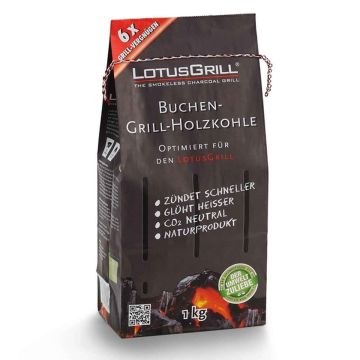 Carbone di Legna per Barbecue in Faggio LOTUS GRILL Sacco da 1KG