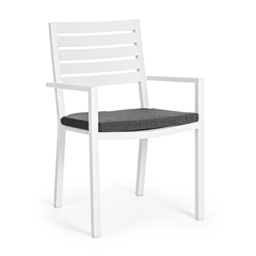 Sedia Con Braccioli BIZZOTTO HELINA Bianco In Alluminio