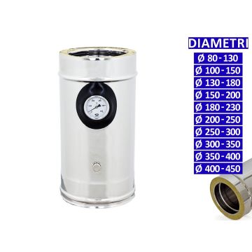 ALLINOX Modulo Prelievo Fumi Con Temperatura Doppia Parete Canna Fumaria Acciaio Inox