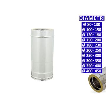 ALLINOX Modulo Telescopico Doppia Parete Canna Fumaria Tubo Allungabile Acciaio Inox