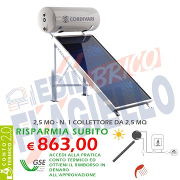 Pannello solare CORDIVARI Natural EVO 150 collettori 1x2,5 mq CIRCOLAZIONE NATURALE
