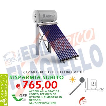 Pannello solare CORDIVARI Natural EVO CVT 150 1X10 CIRCOLAZIONE NATURALE SANITARIA PIANO