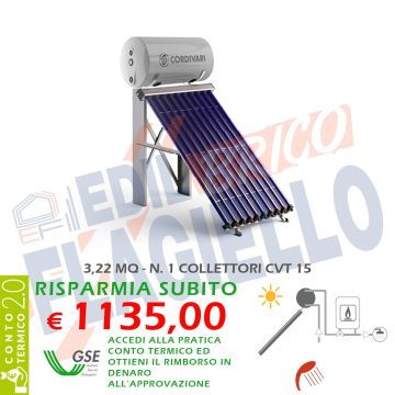 Pannello solare CORDIVARI Natural EVO CVT 200 1X15 CIRCOLAZIONE NATURALE SANITARIA PIANO