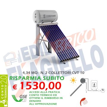 Pannello solare CORDIVARI Natural EVO CVT 300 2X10 CIRCOLAZIONE NATURALE SANITARIA PIANO