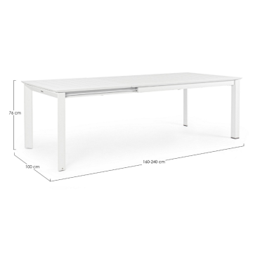 Tavolo In Alluminio BIZZOTTO KONNOR 160/240X100 bIANCO