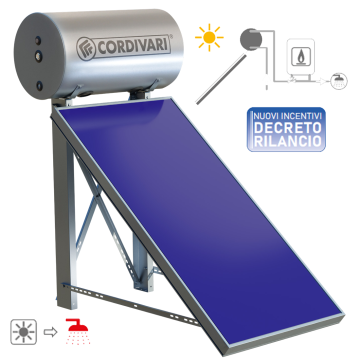 Pannello Termico Solare Cordivari PANAREA da 150LT 2 MQ Circolazione Naturale Tetto Falda o Incasso