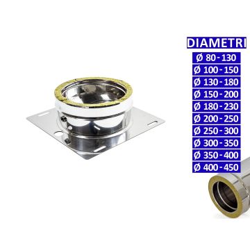 ALLINOX Piastra Di Base Doppia Parete Canna Fumaria Raccordo Acciaio Inox