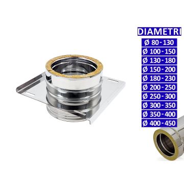 ALLINOX Piastra Intermedia Doppia Parete Canna Fumaria Raccordo Acciaio Inox