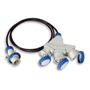 Adattatore Elettrico Multiplo 3 Prese Industriali Per Cantiere IP67