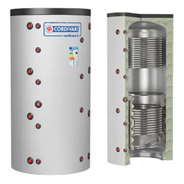 Termoaccumulatore Cordivari PUFFER 2 VT VC 750 a 2000 litri acqua di riscaldamento 2 scambiatore fisso 