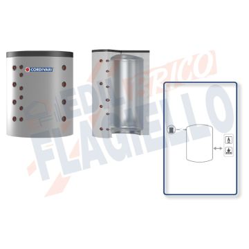 Cordivari Termoaccumulatore Puffer Compact VC da 2500 a 8000 per Acqua di Riscaldamento a Coibentazione Morbida Smontabile per Locali con Altezza Ridotta