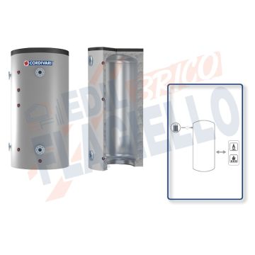 Cordivari Termoaccumulatore Puffer Flangiati VC da 2500 a 20000 90gradi per Acqua di Riscaldamento con Connessioni Flangiate a Coibentazione Morbida Smontabile