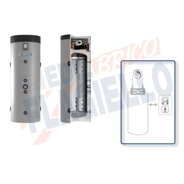 Cordivari Bollitore Puffermas 1 Domus da 200 a 300 per Pompe di Calore con modulo integrato con Scambiatore a Piastre in Acciaio Inox 316L per produzione di Acqua Calda Sanitaria a Coibentazione Rigida
