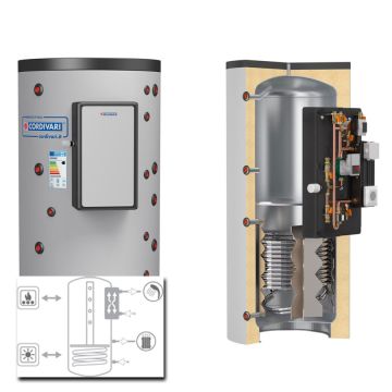 Cordivari Termoaccumulatore PUFFERMAS 2 CTS VB potenza 120-70kW 500 a 1500 RIGIDO modulo MAC  per ACS e 1 scambiatore fisso
