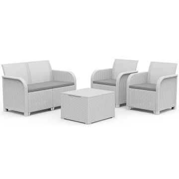 Salottino Da Esterno KETER ROSALIE Set Esterno Bianco Con Cuscini