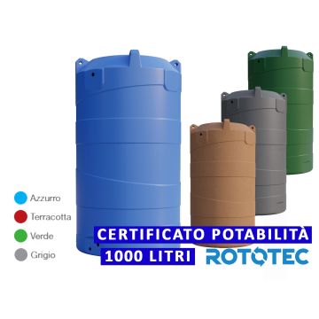 Serbatoio Da Esterno Rototec VERTICALE 1000 LT Polietilene Stoccaggio Acqua VERTIGO