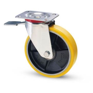 Ruota AVO 24 80x20 Supporto Medio Girevole con freno Ghisa