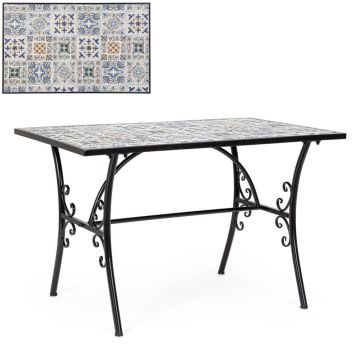 Tavolo Da Esterno BIZZOTTO MYKONOS 120x80 In Acciaio e Ceramica