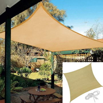 Tenda Da Sole Quadrata Mt 3,6x3,6 Ecru Vela Ombreggiante