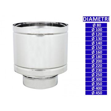 ALLINOX Terminale a Botte Acciaio Inox Canna Fumaria Comignolo Base Tonda