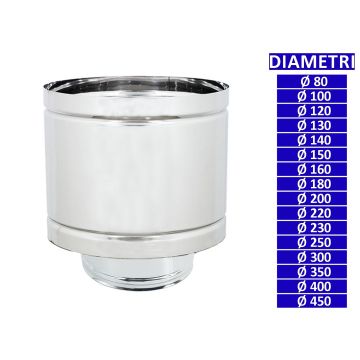 ALLINOX Terminale a Botte Acciaio Inox Canna Fumaria Comignolo Femmina Base Tonda