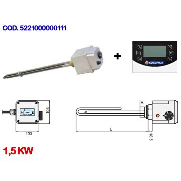 Resistenza Elettrica 230V Bollitore CORDIVARI 1,5 kW Pannelli Solari Circolazione Forzata